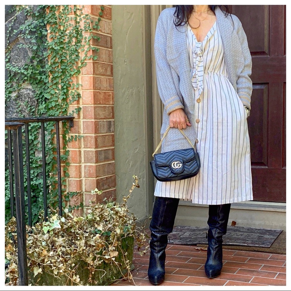 ✨PARIS✨Chic striped button down midi dress - Picture 8 of 8